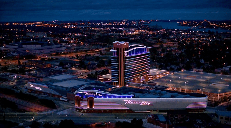 Image of Motorcity casino, skyview view.