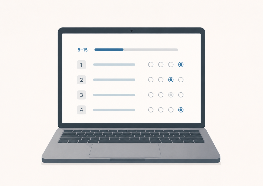 Minimal laptop showing a post retreat survey interface