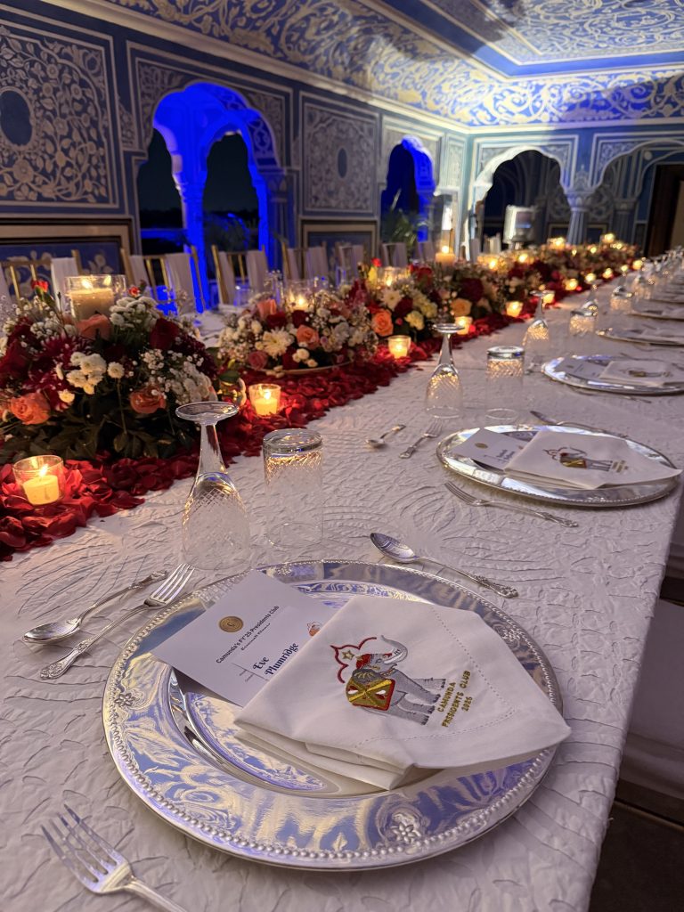Camunda President’s Club 2026 dinner table and place setting in India